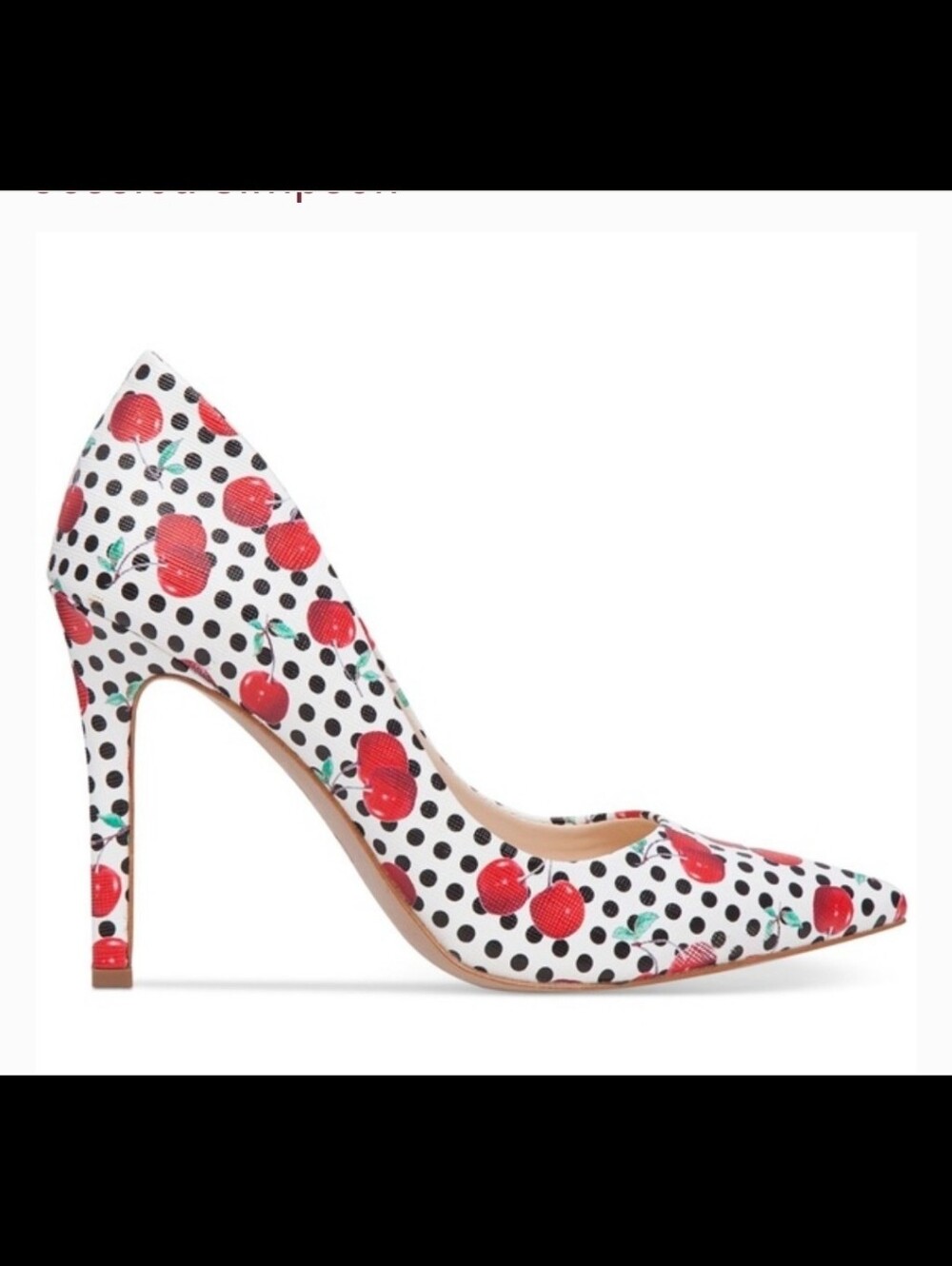 New Jessica Simpson Cassani White Pointed-Toe Cherry & Polka Dot Heels US 7.5